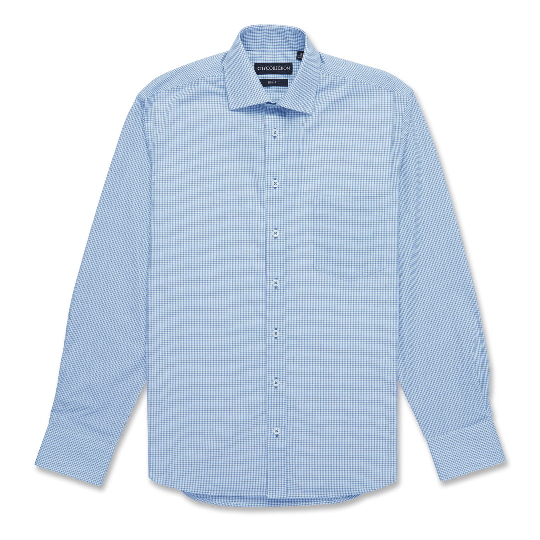 City Collection The Shadow Check Shirt | Mens Mid Blue Shirts & Tops