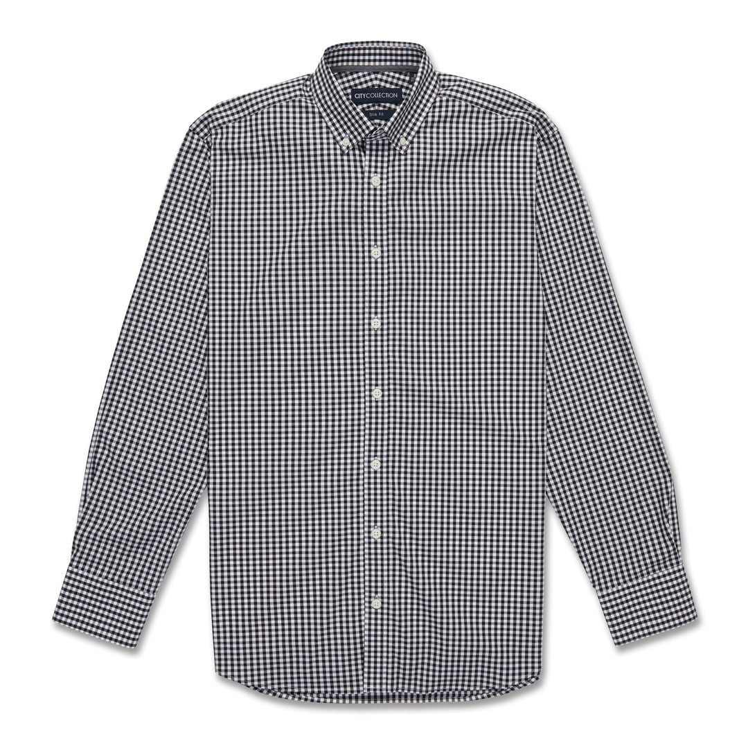 City Collection The City Check Shirt | Mens | Long Sleeve Black Shirts & Tops