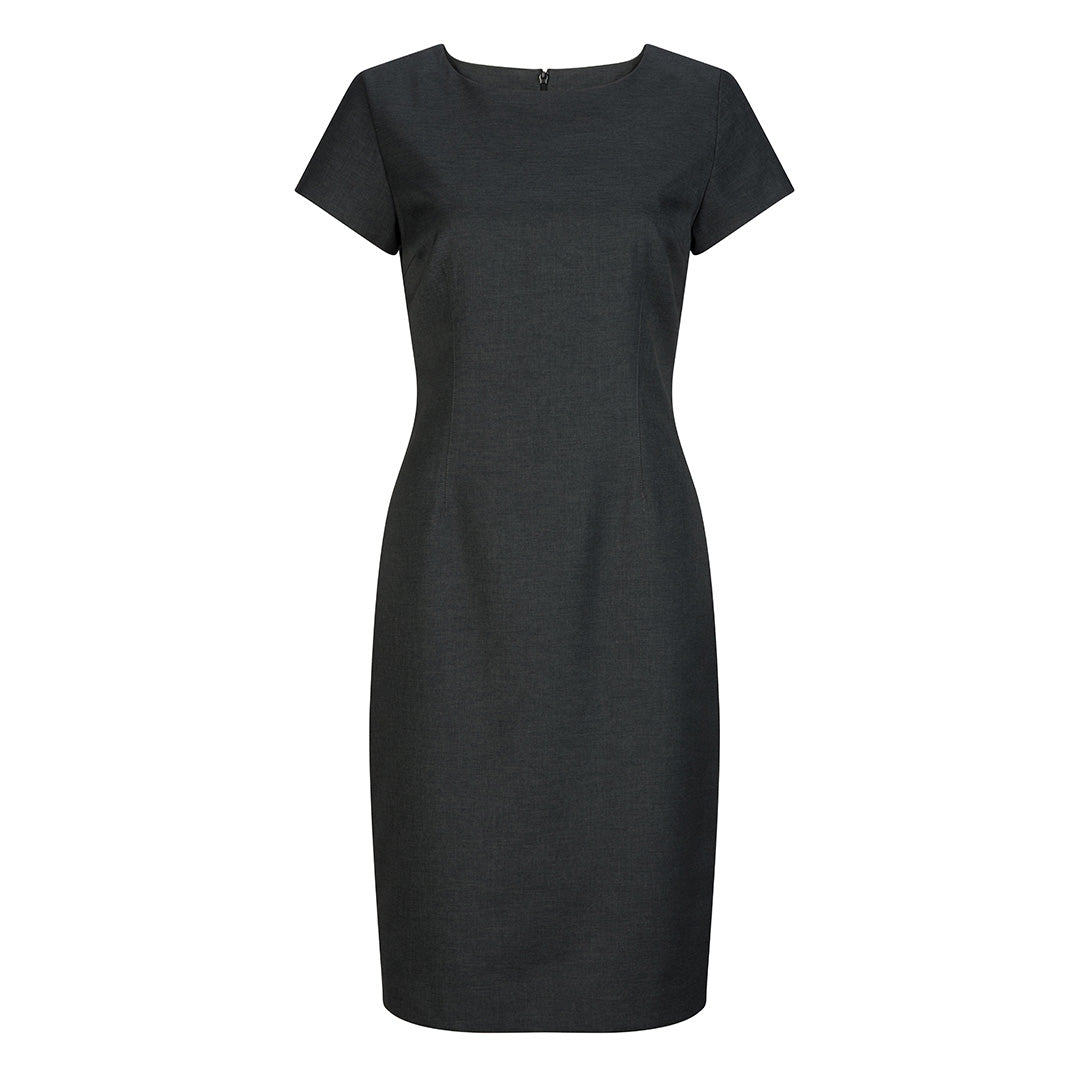 LSJ Collection The Cap Sleeve Dress | Mechanical Stretch Charcoal Dresses