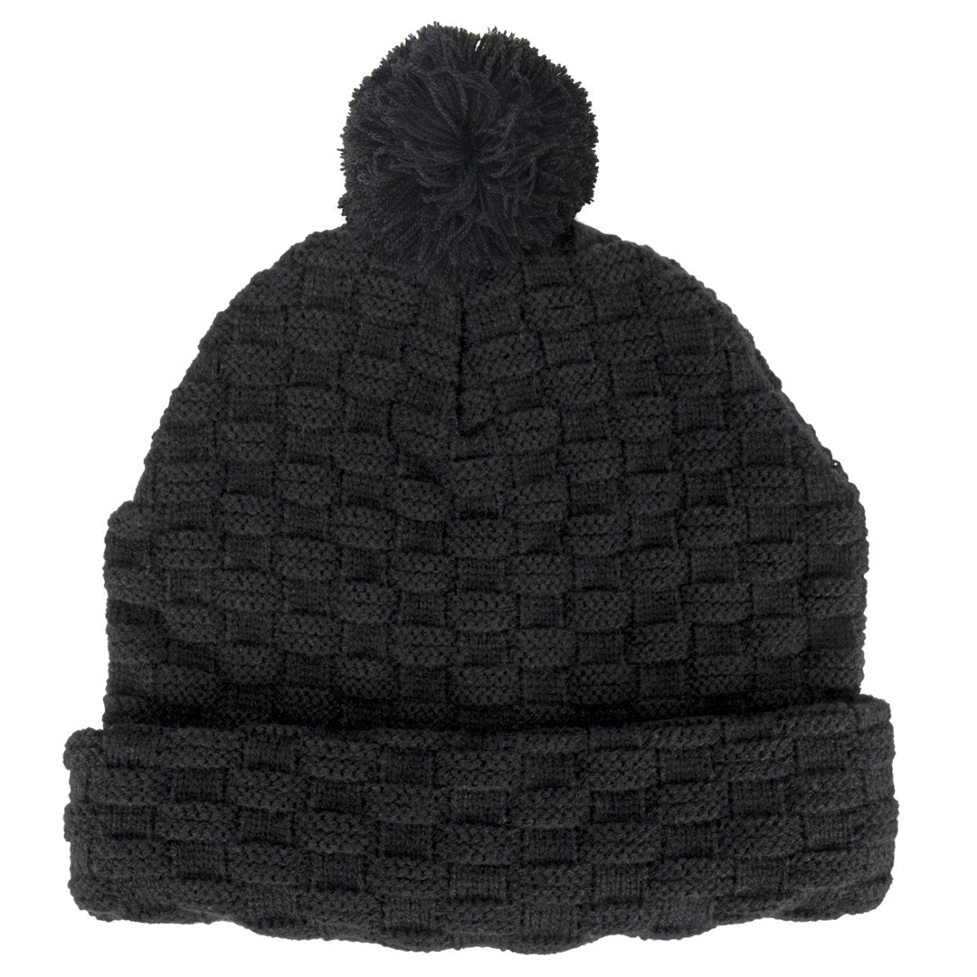 Legend The Pom Pom Beanie | Adults Black/Black Hats