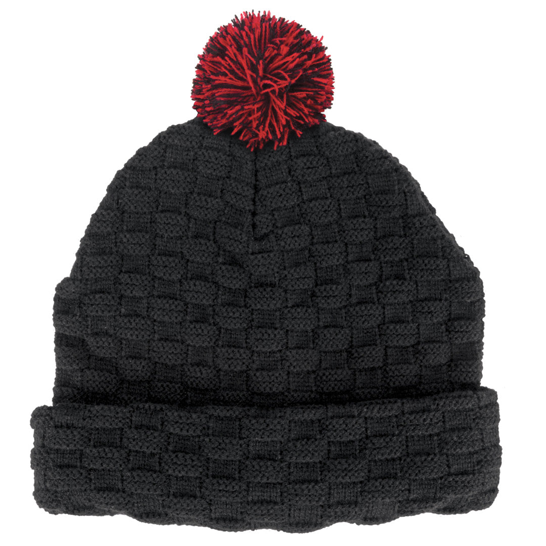 Legend The Pom Pom Beanie | Adults Black/Red Hats