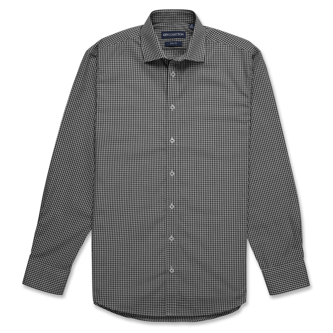City Collection The So Ezy | Mens | Long Sleeve Black Check Shirts & Tops