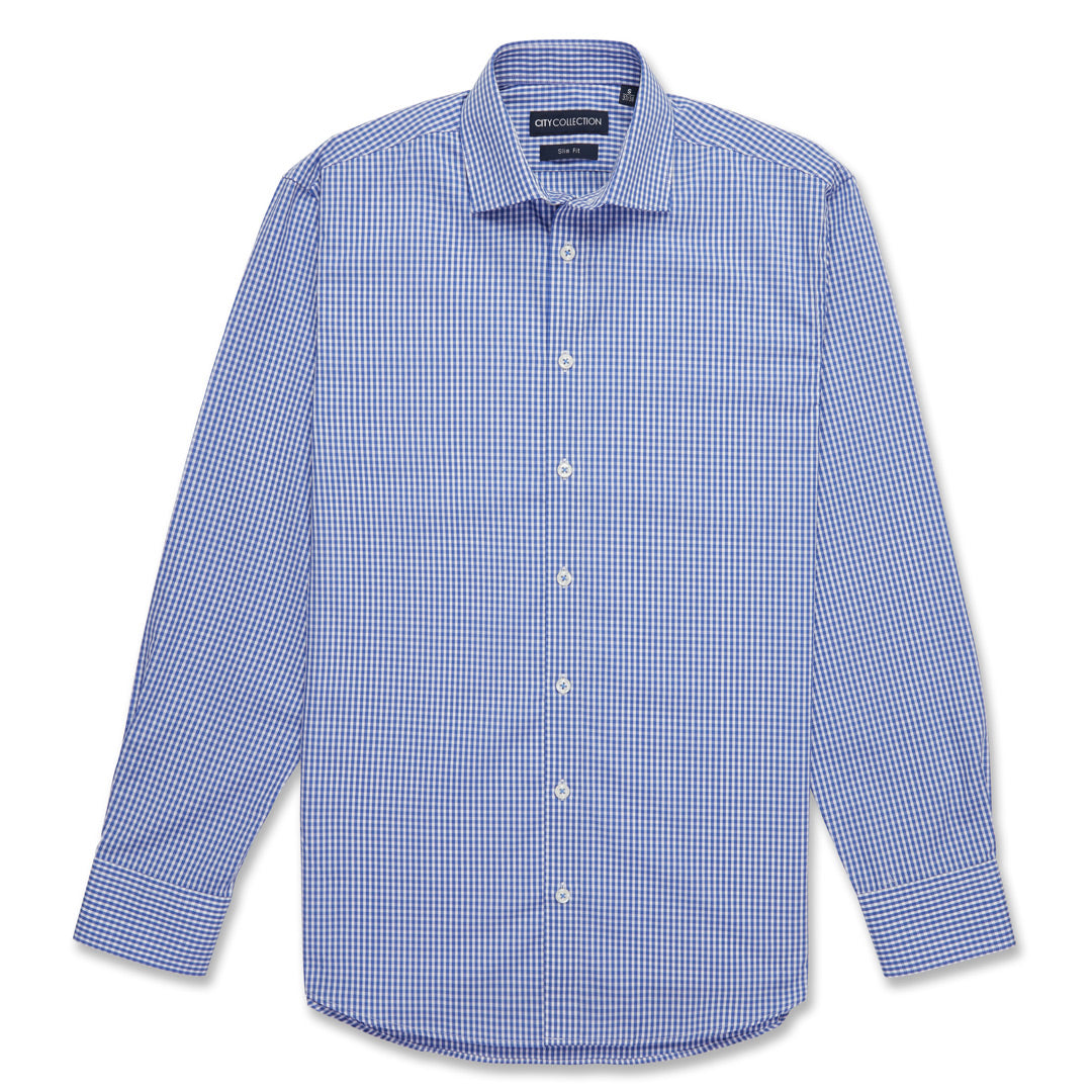 City Collection The So Ezy | Mens | Long Sleeve Cobalt Check Shirts & Tops