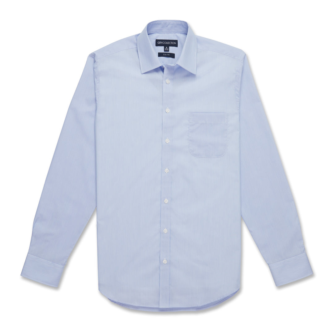 City Collection The Pin Feather Shirt | Mens | Long Sleeve Blue Stripe Shirts & Tops