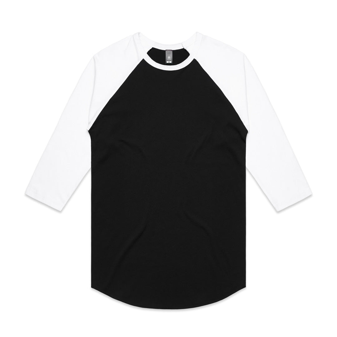 AS Colour The Raglan Tee | Mens | 3/4 Sleeve Black/White Shirts & Tops