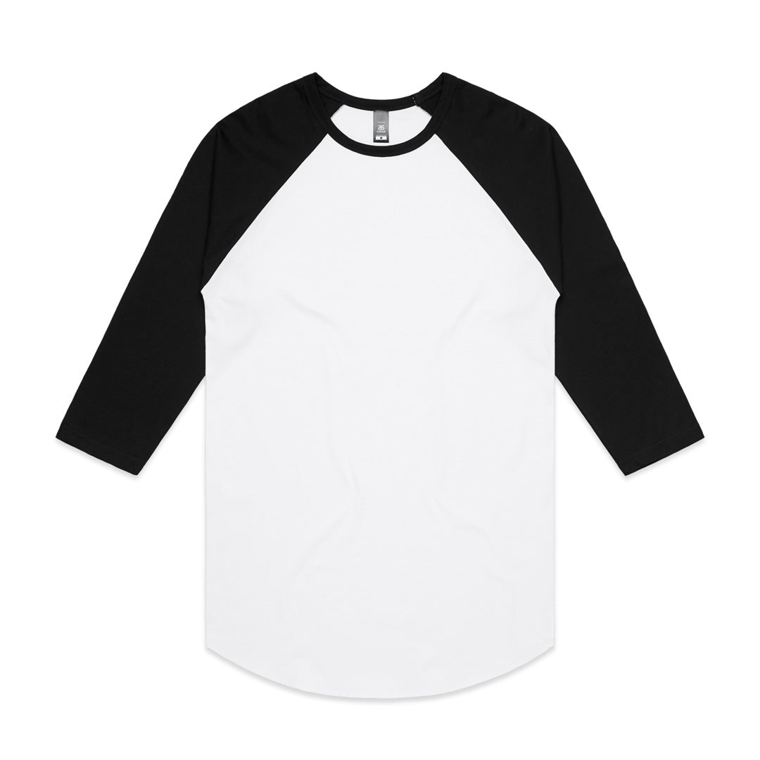 AS Colour The Raglan Tee | Mens | 3/4 Sleeve White/Black Shirts & Tops