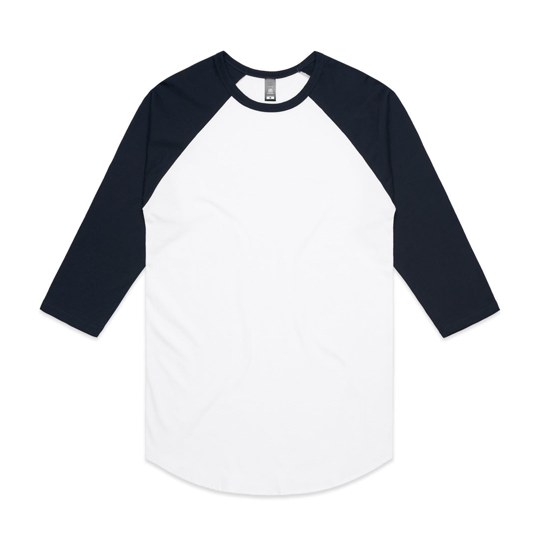 AS Colour The Raglan Tee | Mens | 3/4 Sleeve White/Navy Shirts & Tops
