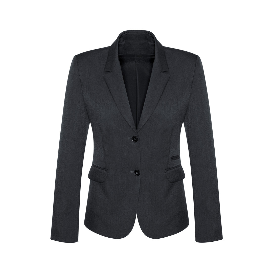 Biz Corporates The Cool Stretch 2 Button Jacket | Ladies | Mid Length Charcoal Coats & Jackets