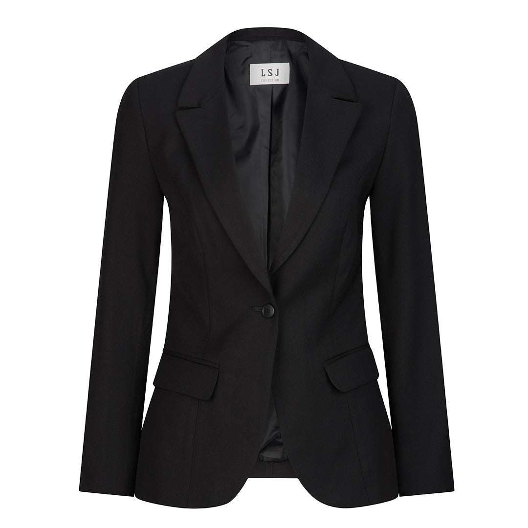 LSJ Collection The Single Button Jacket | Micro Fibre | Ladies Black Coats & Jackets