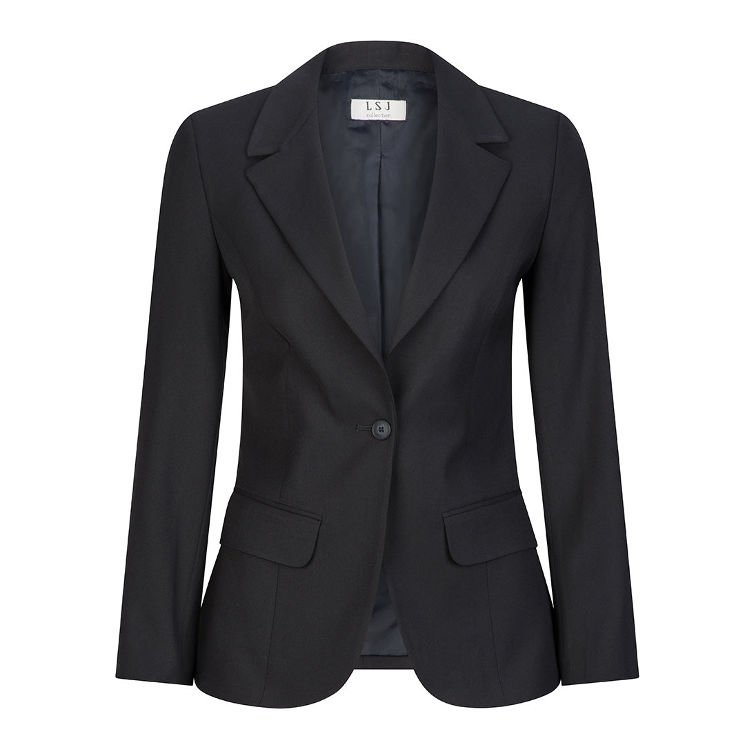 LSJ Collection The Single Button Jacket | Micro Fibre | Ladies Navy Coats & Jackets