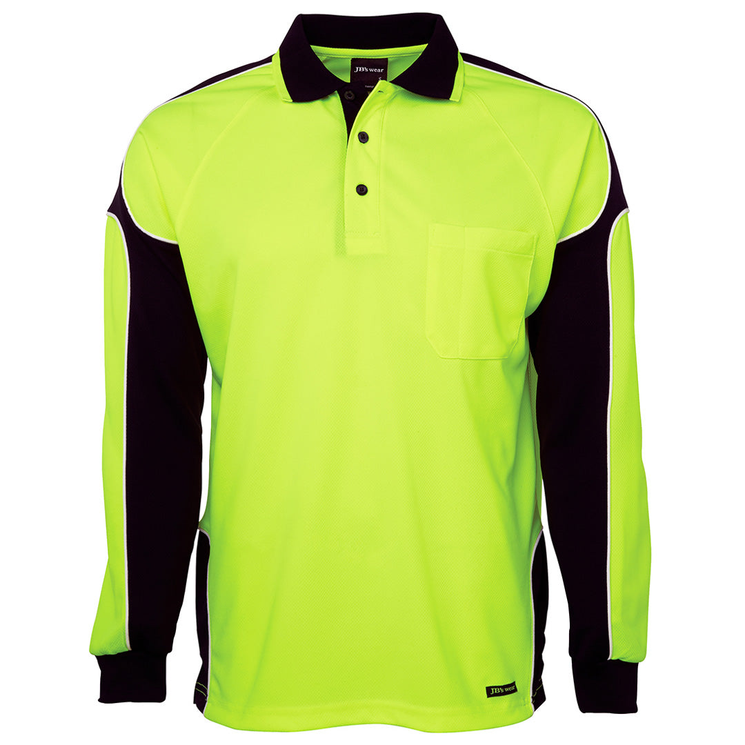 Jbs Wear The Arm Panel Hi Vis Polo | Long Sleeve | Adults Lime/Black Shirts & Tops
