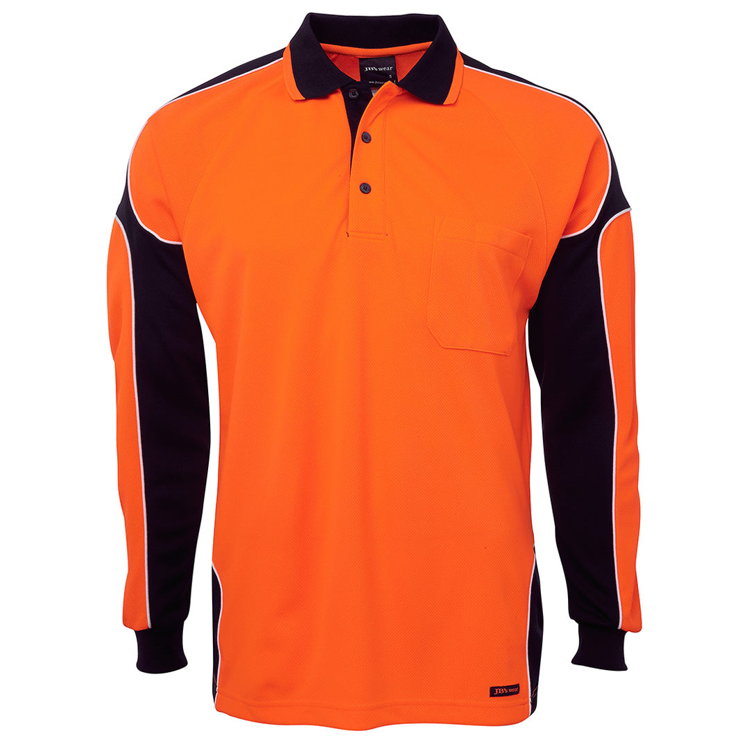 Jbs Wear The Arm Panel Hi Vis Polo | Long Sleeve | Adults Orange/Black Shirts & Tops