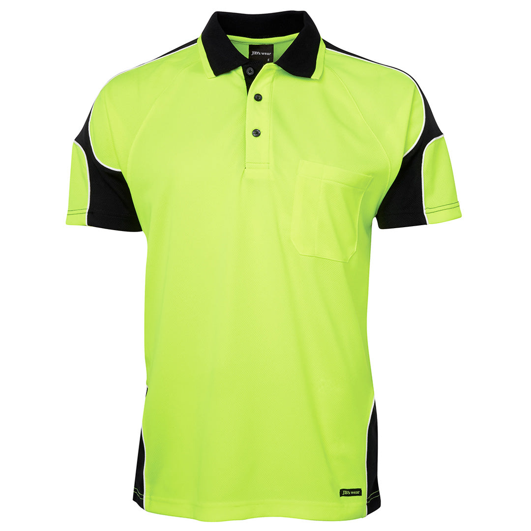 Jbs Wear The Arm Panel Hi Vis Polo | Short Sleeve | Adults Lime/Black Shirts & Tops