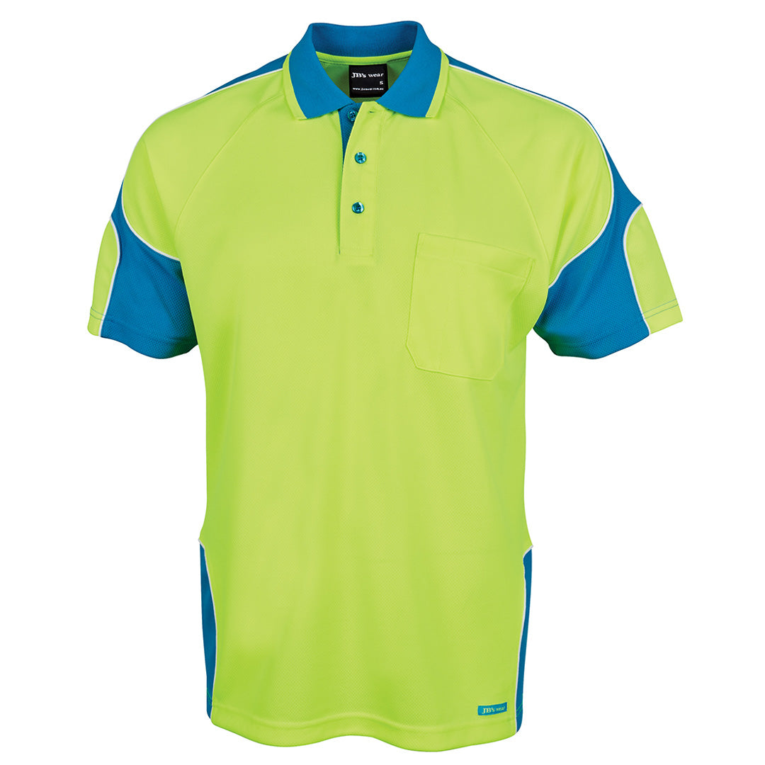 Jbs Wear The Arm Panel Hi Vis Polo | Short Sleeve | Adults Lime/Aqua Shirts & Tops