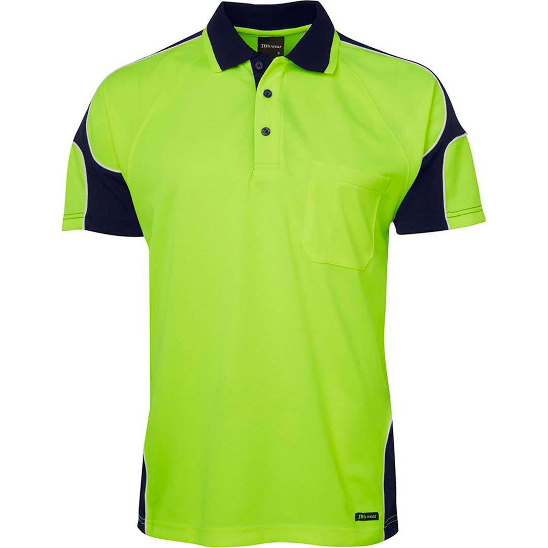 Jbs Wear The Arm Panel Hi Vis Polo | Short Sleeve | Adults Lime/Navy Shirts & Tops