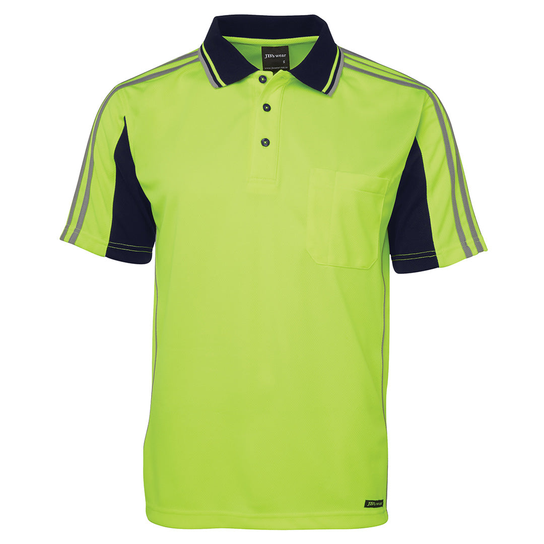 Jbs Wear The Arm Tape Hi Vis Polo | Short Sleeve | Adults Lime/Navy Work Safety Protective Gear