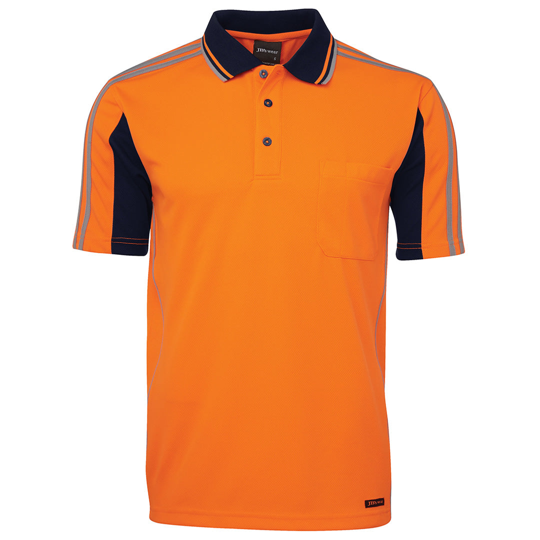 Jbs Wear The Arm Tape Hi Vis Polo | Short Sleeve | Adults Orange/Navy Work Safety Protective Gear