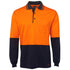 Jbs Wear The Hi Vis Cotton Contrast Polo | Long Sleeve | Adults Orange/Navy Work Safety Protective Gear