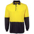 Jbs Wear The Hi Vis Cotton Contrast Polo | Long Sleeve | Adults Yellow/Navy Work Safety Protective Gear