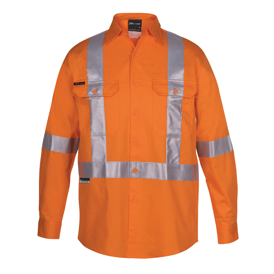 Jbs Wear The 150G Hi Vis Cross Back Day / Night Work Shirt | Long Sleeve | Adults Orange Work Safety Protective Gear