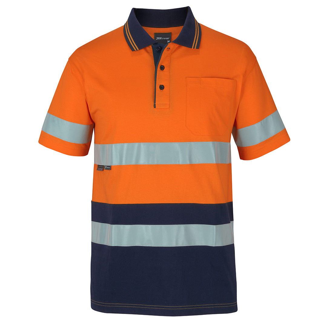Jbs Wear The Day / Night Cotton Hi Vis Polo | Adults | Short Sleeve Orange/Navy Work Safety Protective Gear