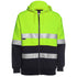 Jbs Wear The Day / Night Hi Vis Full Zip Fleece Hoodie | Adults Lime/Navy Work Safety Protective Gear