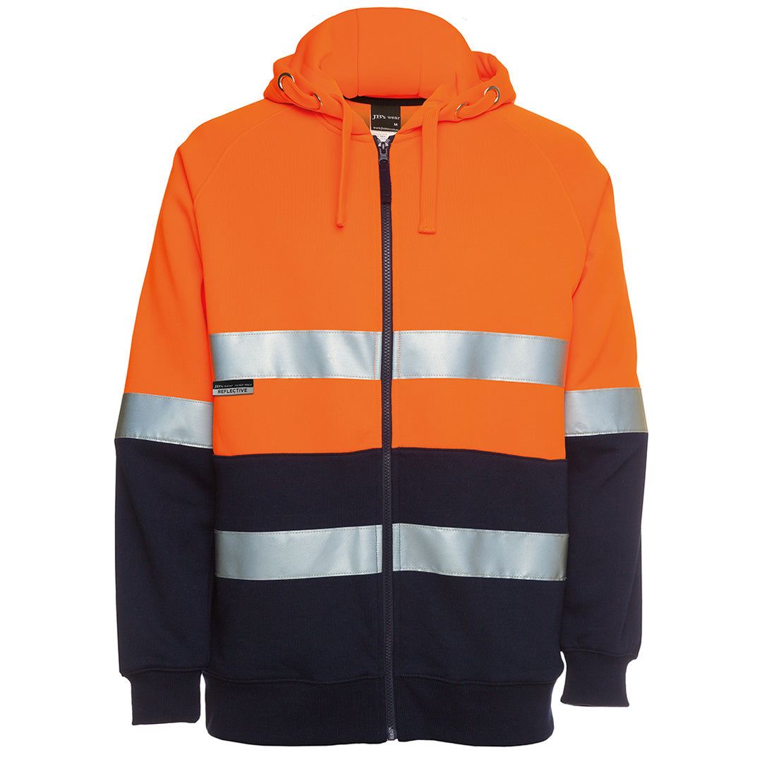 Jbs Wear The Day / Night Hi Vis Full Zip Fleece Hoodie | Adults Orange/Navy Work Safety Protective Gear