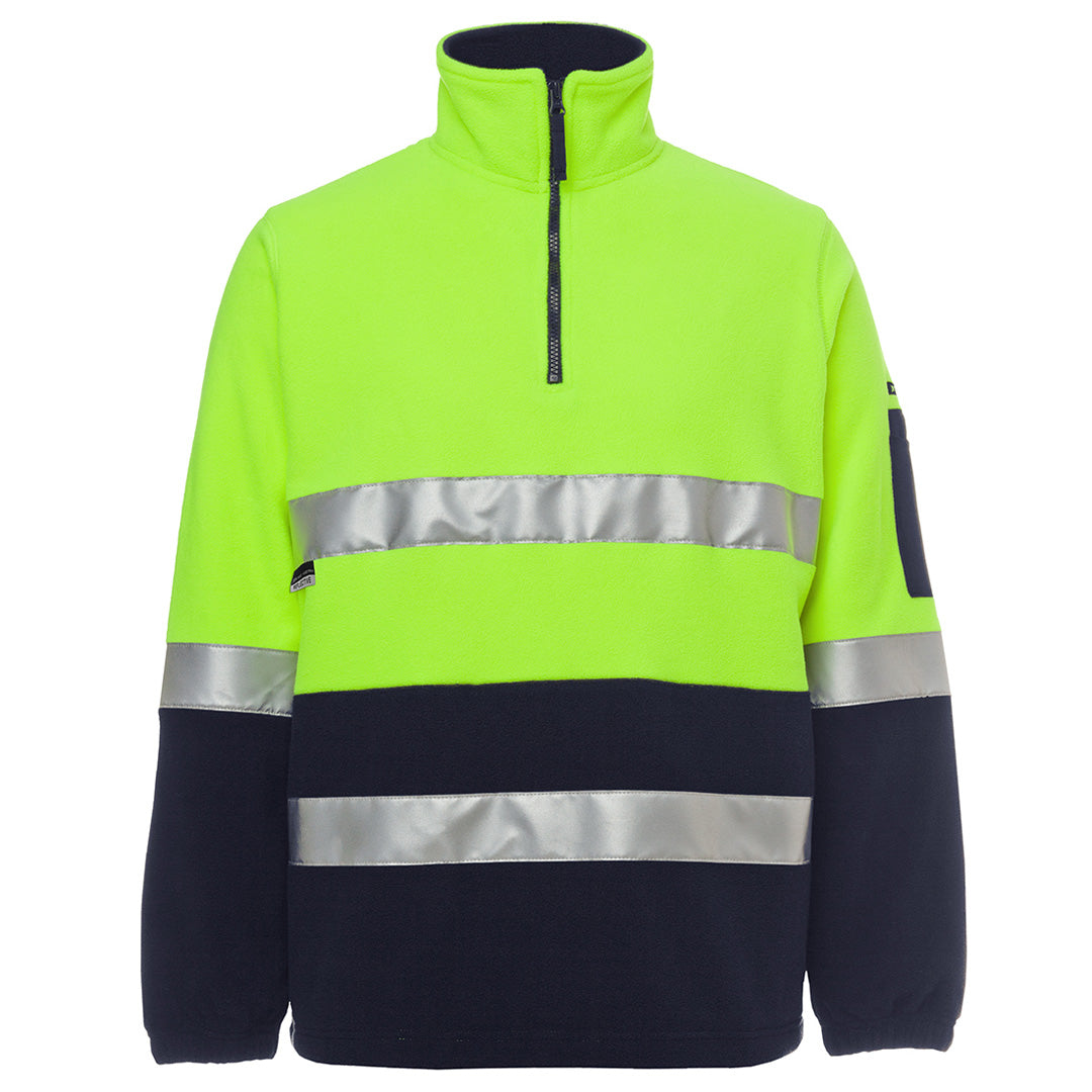 Jbs Wear The Hi Vis Day Night Half Zip Polar Fleece Jumper | Adults Lime/Navy Work Safety Protective Gear