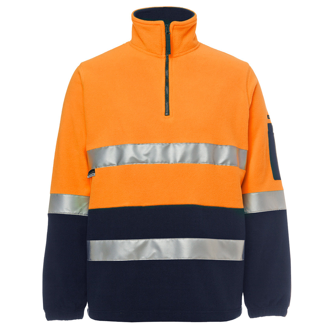 Jbs Wear The Hi Vis Day Night Half Zip Polar Fleece Jumper | Adults Orange/Navy Work Safety Protective Gear