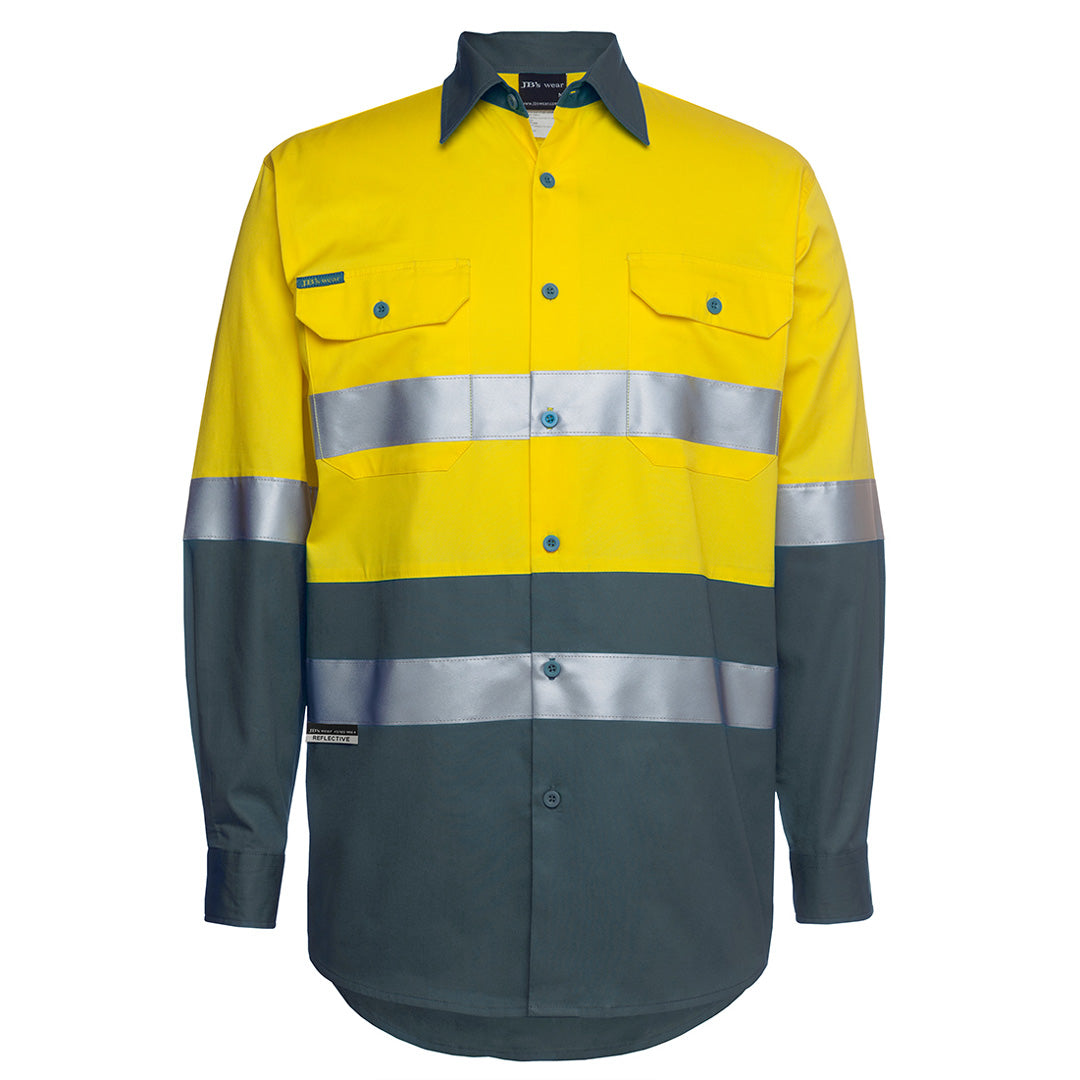 Jbs Wear The Hi Vis 150G Day / Night Shirt | Long Sleeve | Adults Yellow/Bottle Work Safety Protective Gear