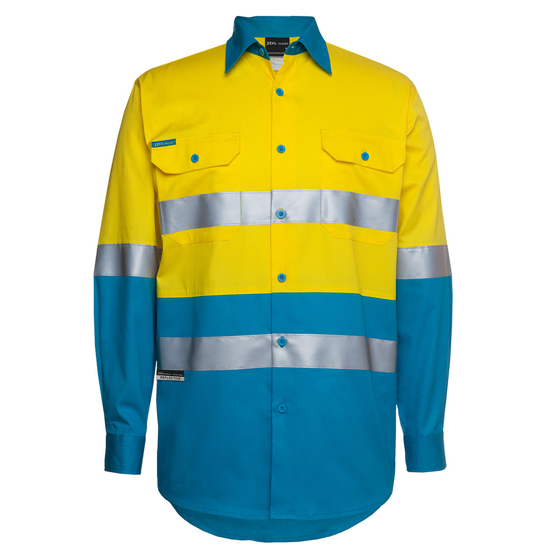 Jbs Wear The Hi Vis 150G Day / Night Shirt | Long Sleeve | Adults Yellow/Aqua Work Safety Protective Gear