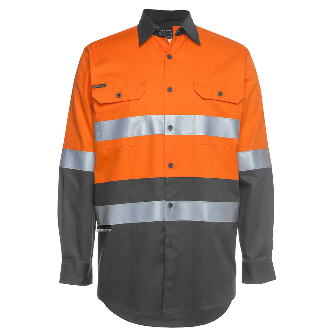 Jbs Wear The Hi Vis 150G Day / Night Shirt | Long Sleeve | Adults Orange/Charcoal Work Safety Protective Gear