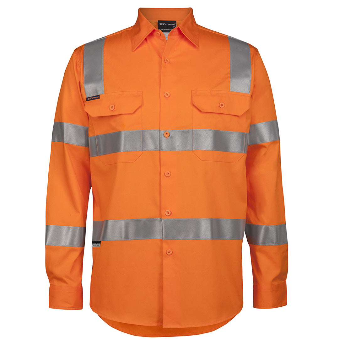 Jbs Wear The Hi Vis Day Night 150G Aust. Rail Shirt | Long Sleeve | Adults Orange Work Safety Protective Gear