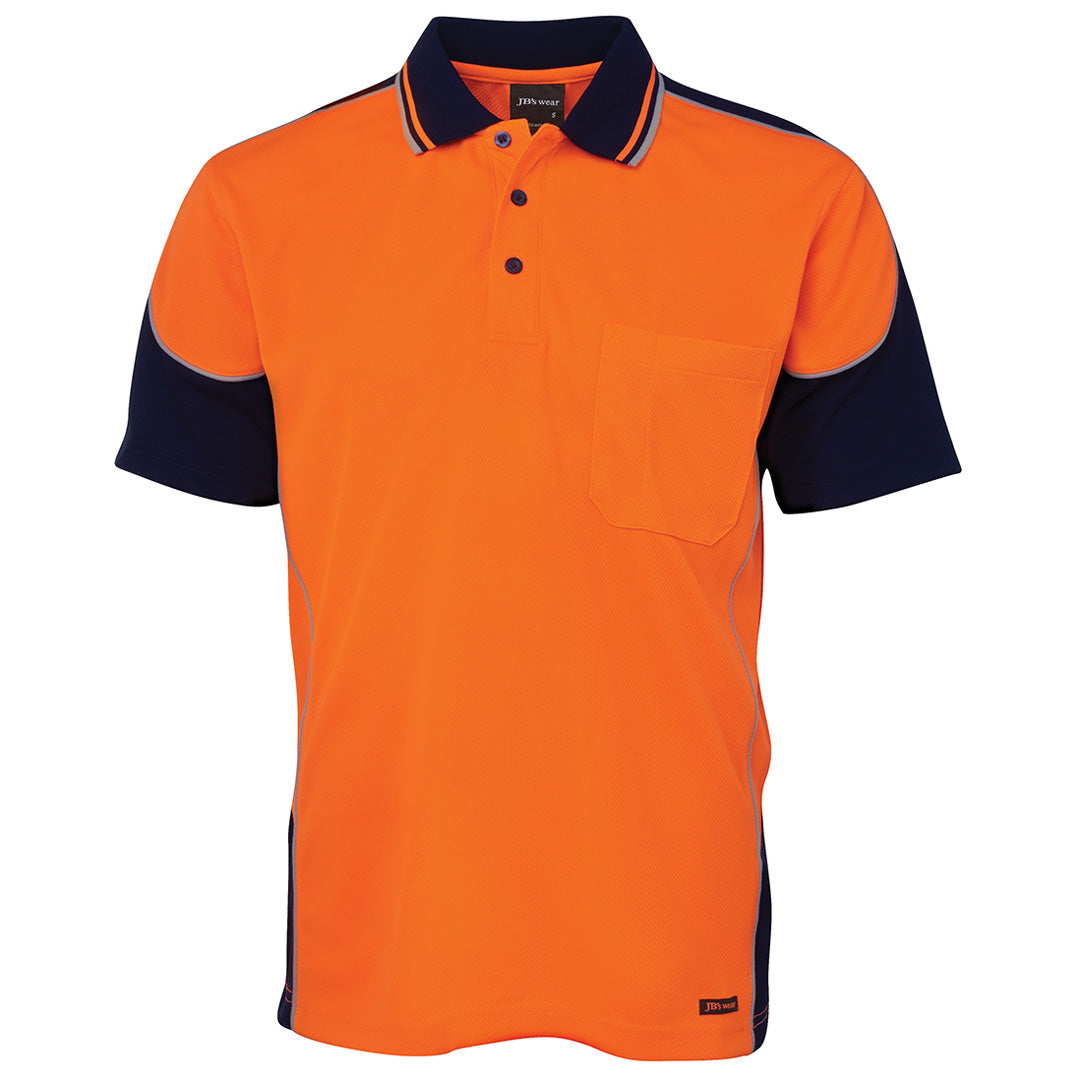 Jbs Wear The Contrast Piping Hi Vis Polo | Short Sleeve | Adults Orange/Navy Work Safety Protective Gear