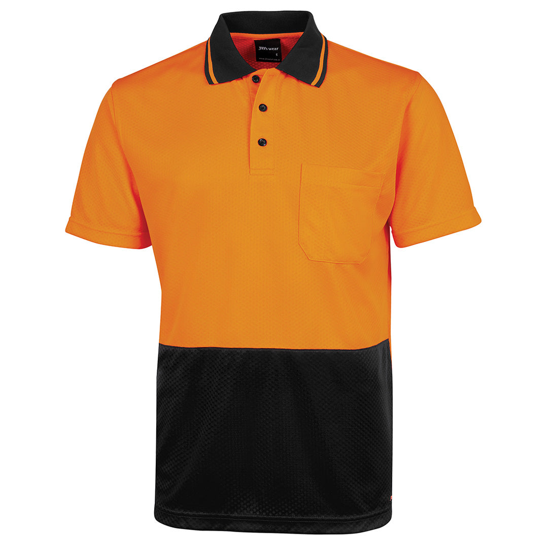Jbs Wear The Jacquard Non Cuff Hi Vis Polo | Short Sleeve | Adults Orange/Black Work Safety Protective Gear