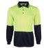 Jbs Wear The Jacquard Non Cuff Hi Vis Polo | Long Sleeve | Adults Lime/Navy Work Safety Protective Gear