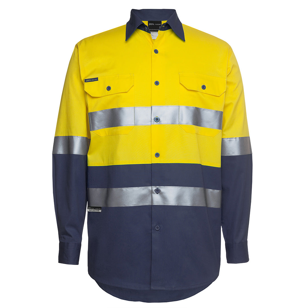 Jbs Wear The Hi Vis Day Night 190G Work Shirt | Long Sleeve | Adults Yellow/Navy Work Safety Protective Gear