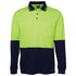 Jbs Wear The Cotton Back Hi Vis Polo | Long Sleeve | Adults Lime/Navy Work Safety Protective Gear