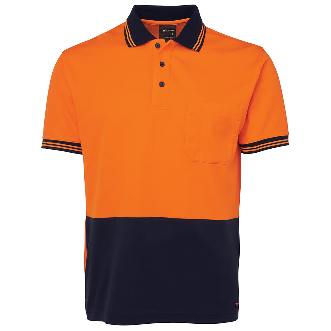 Jbs Wear The Cotton Back Hi Vis Polo | Short Sleeve | Adults Orange/Navy Work Safety Protective Gear