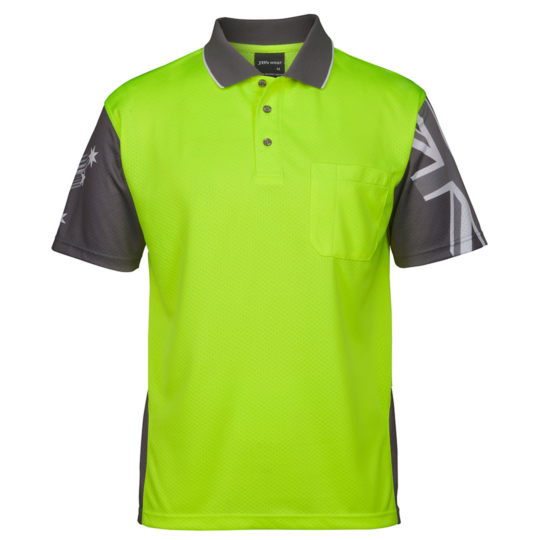 Jbs Wear The Southern Cross Hi Vis Polo | Short Sleeve | Adults Lime/Charcoal Work Safety Protective Gear