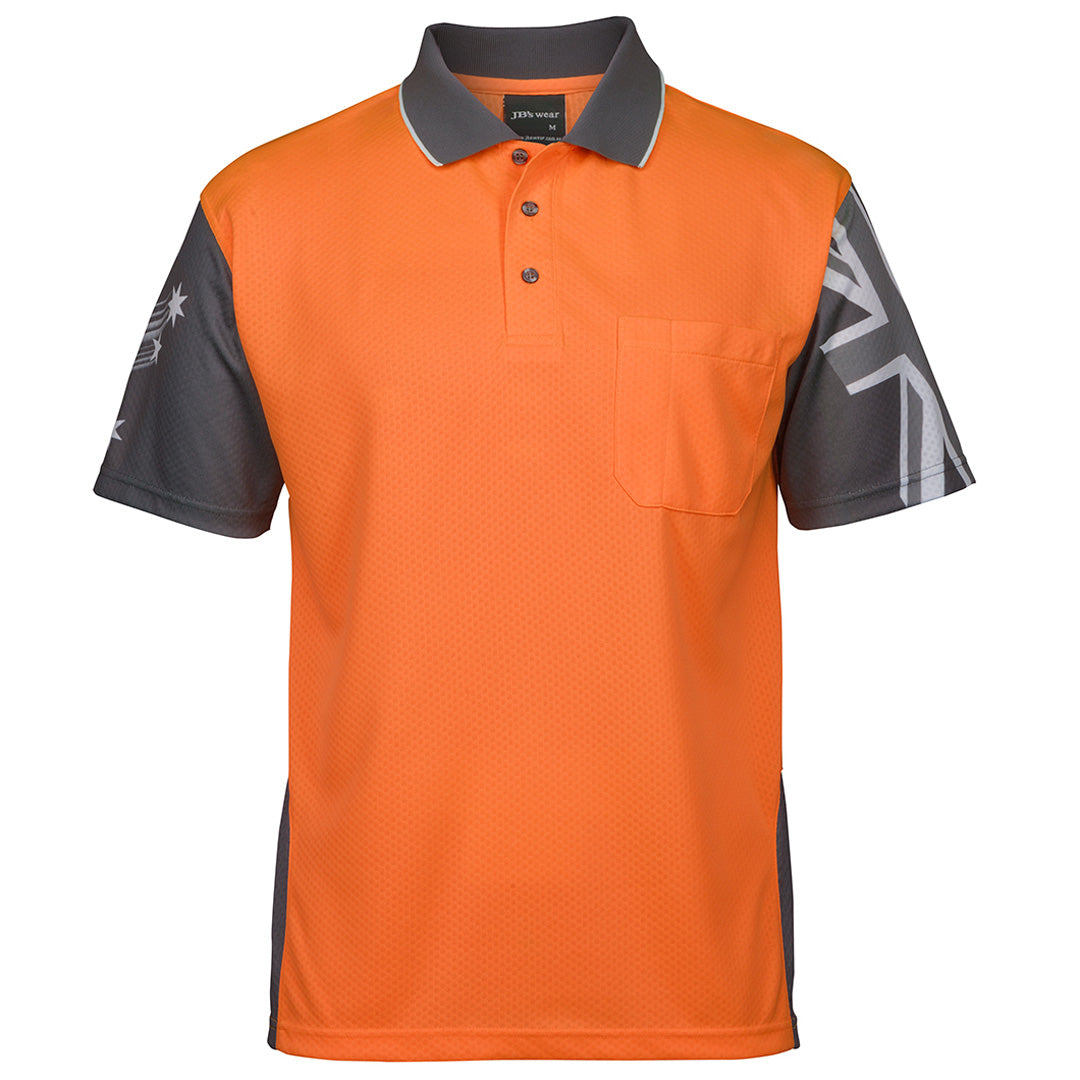 Jbs Wear The Southern Cross Hi Vis Polo | Short Sleeve | Adults Orange/Charcoal Work Safety Protective Gear