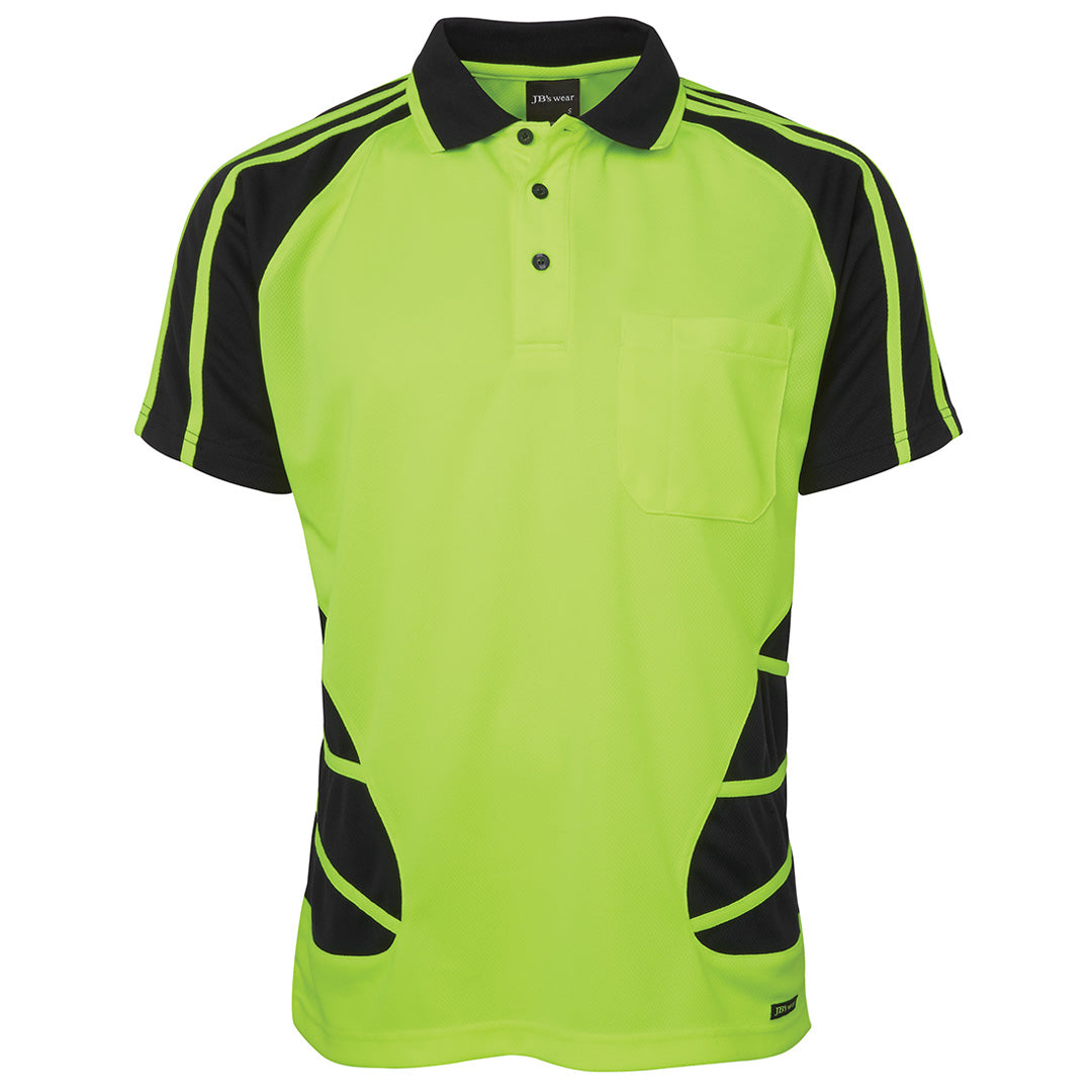 Jbs Wear The Hi Vis Spider Polo | Short Sleeve | Adults Lime/Black Work Safety Protective Gear