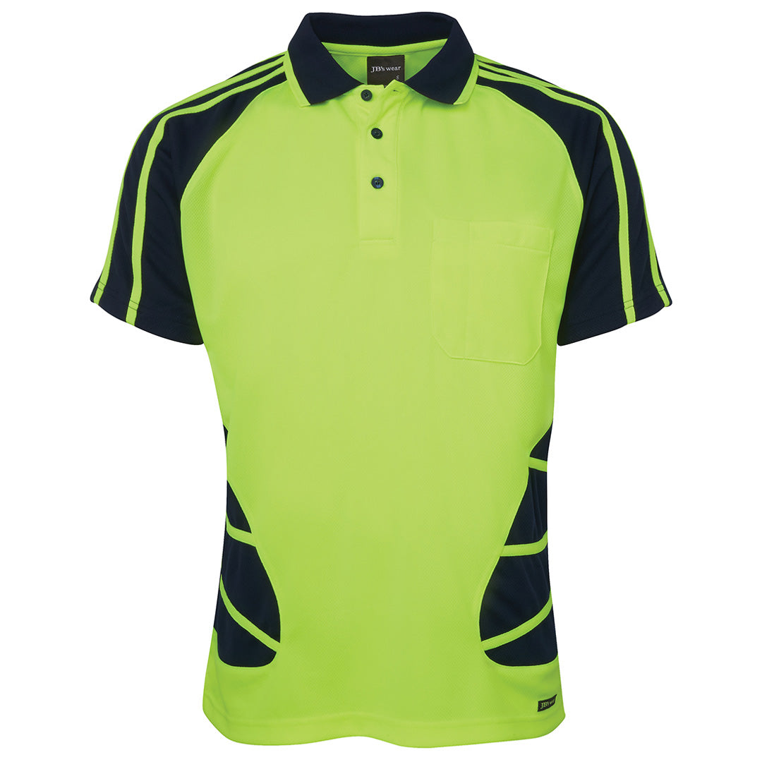 Jbs Wear The Hi Vis Spider Polo | Short Sleeve | Adults Lime/Navy Work Safety Protective Gear