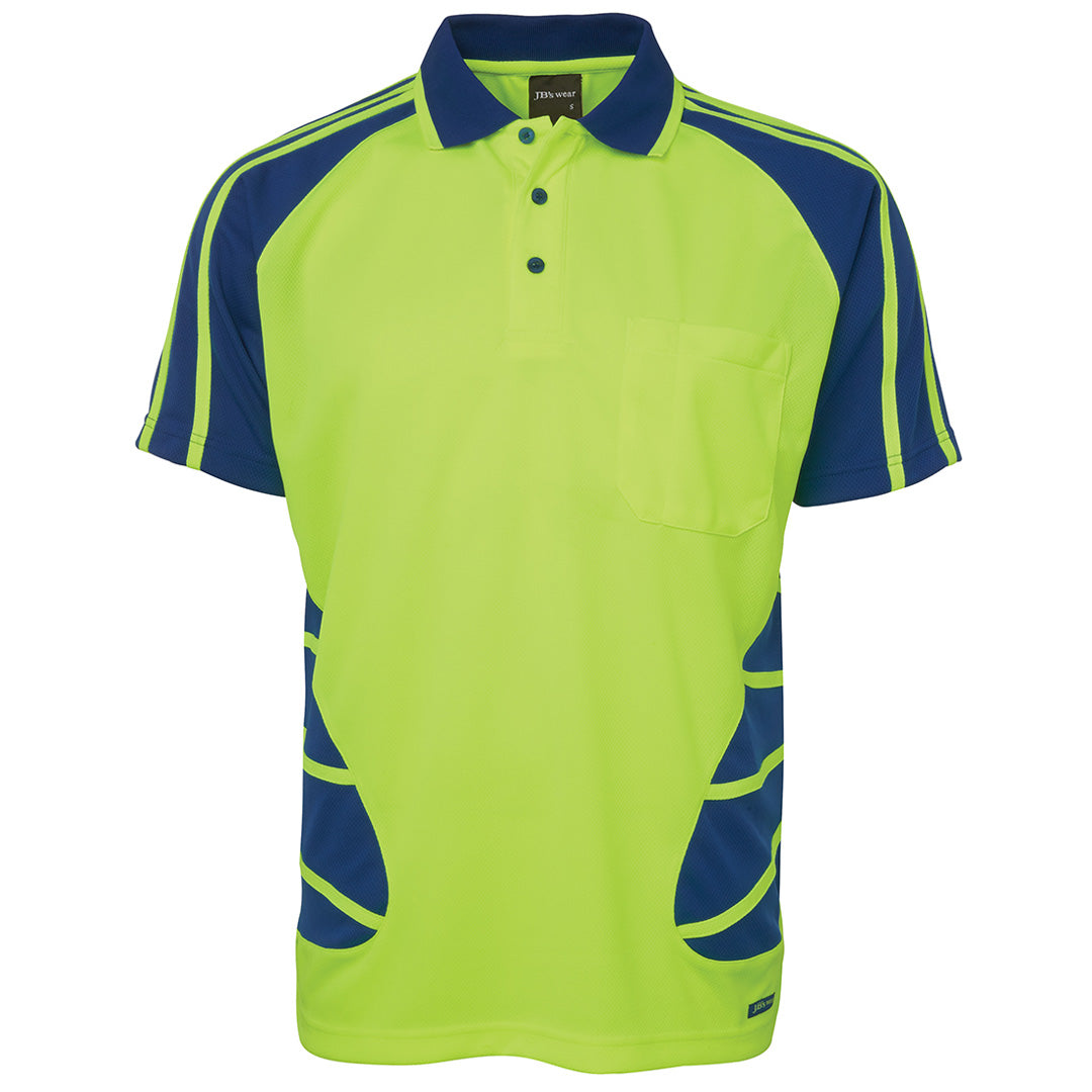 Jbs Wear The Hi Vis Spider Polo | Short Sleeve | Adults Lime/Royal Work Safety Protective Gear