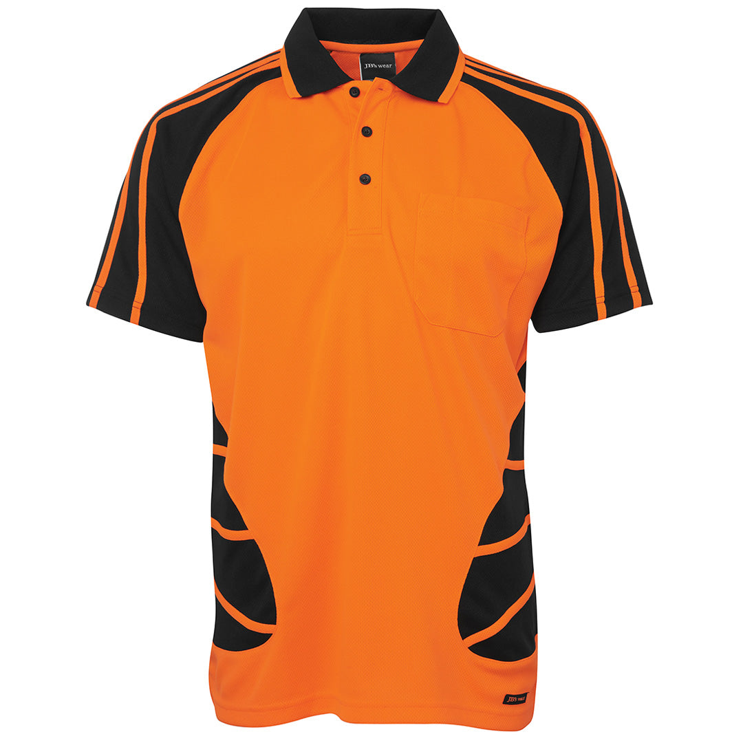 Jbs Wear The Hi Vis Spider Polo | Short Sleeve | Adults Orange/Black Work Safety Protective Gear