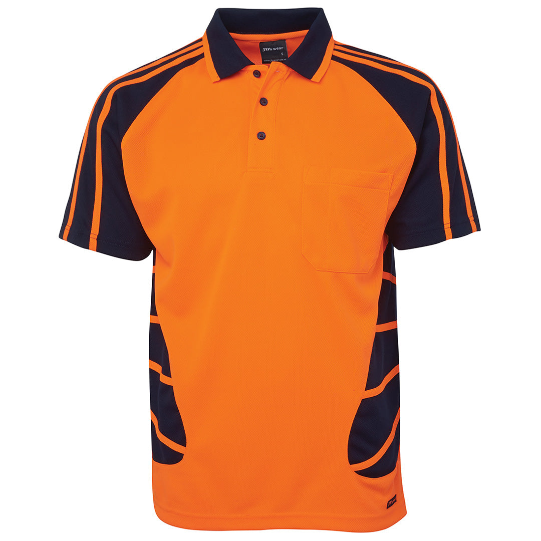 Jbs Wear The Hi Vis Spider Polo | Short Sleeve | Adults Orange/Navy Work Safety Protective Gear