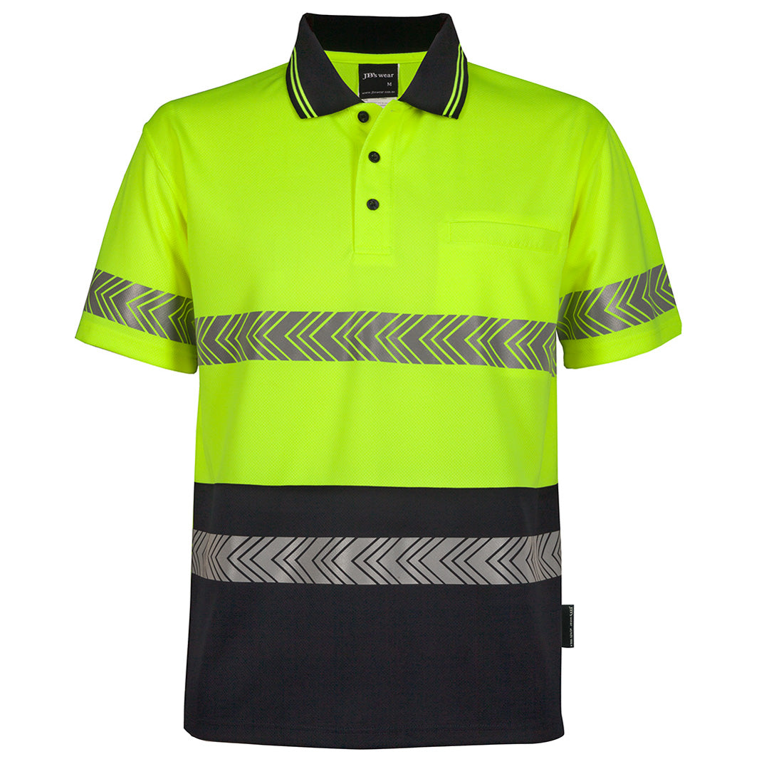 Jbs Wear The Hi Vis Segmented Tape Polo | Short Sleeve | Mens Lime/Navy Work Safety Protective Gear