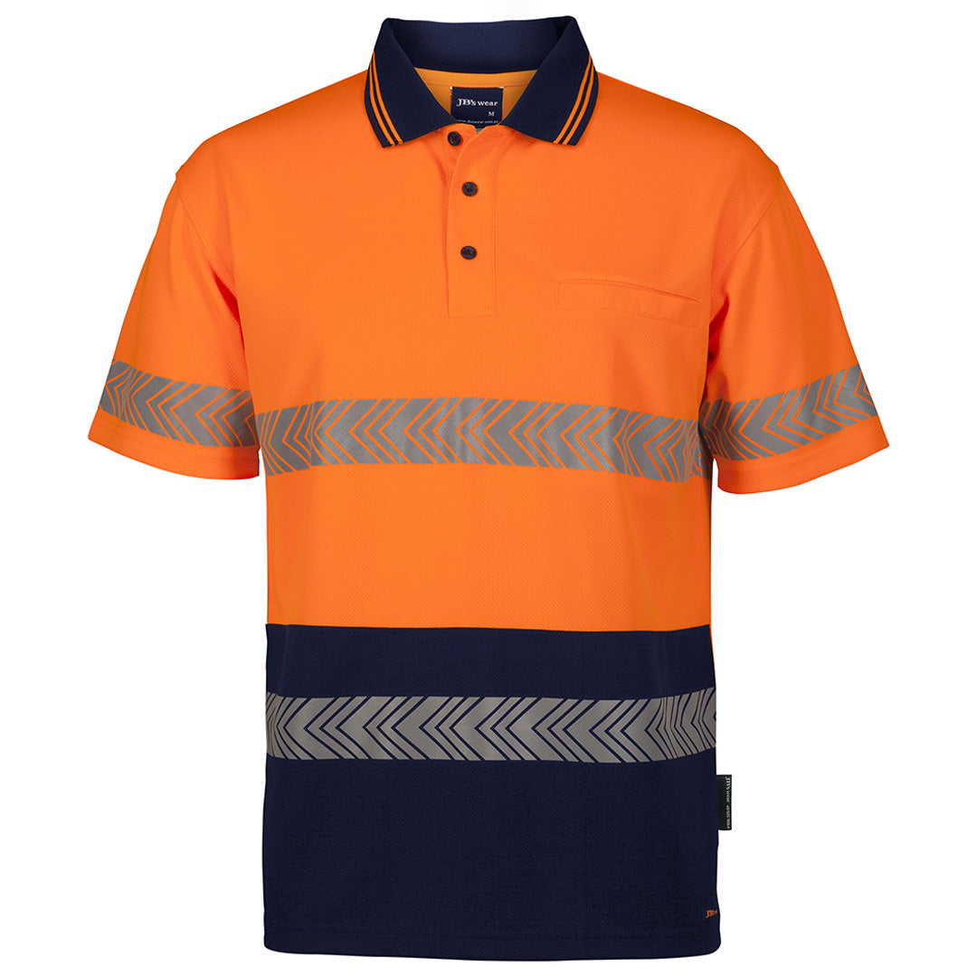 Jbs Wear The Hi Vis Segmented Tape Polo | Short Sleeve | Mens Orange/Navy Work Safety Protective Gear