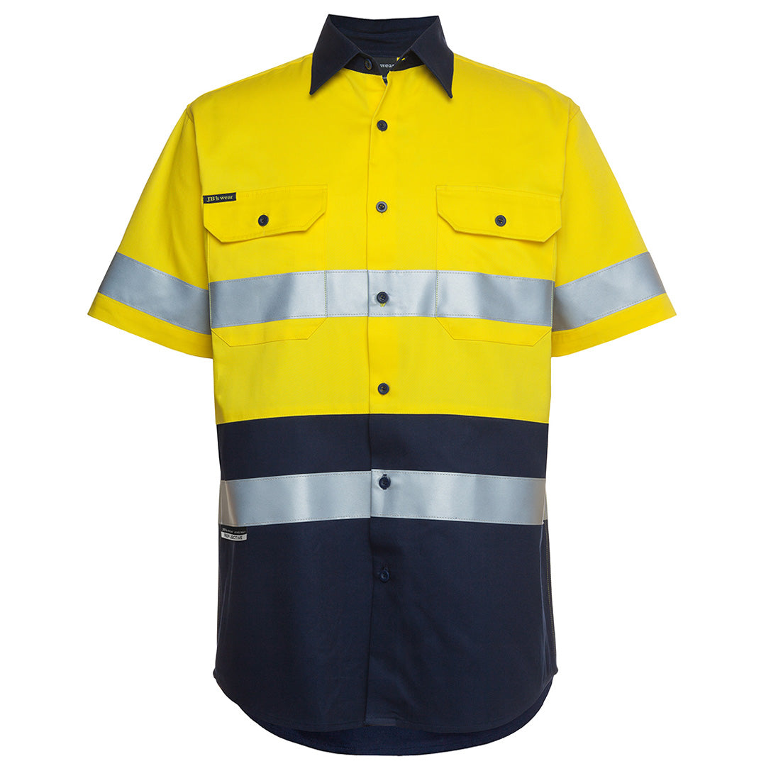 Jbs Wear The Hi Vis Day Night 190G Work Shirt | Short Sleeve | Adults Yellow/Navy Work Safety Protective Gear