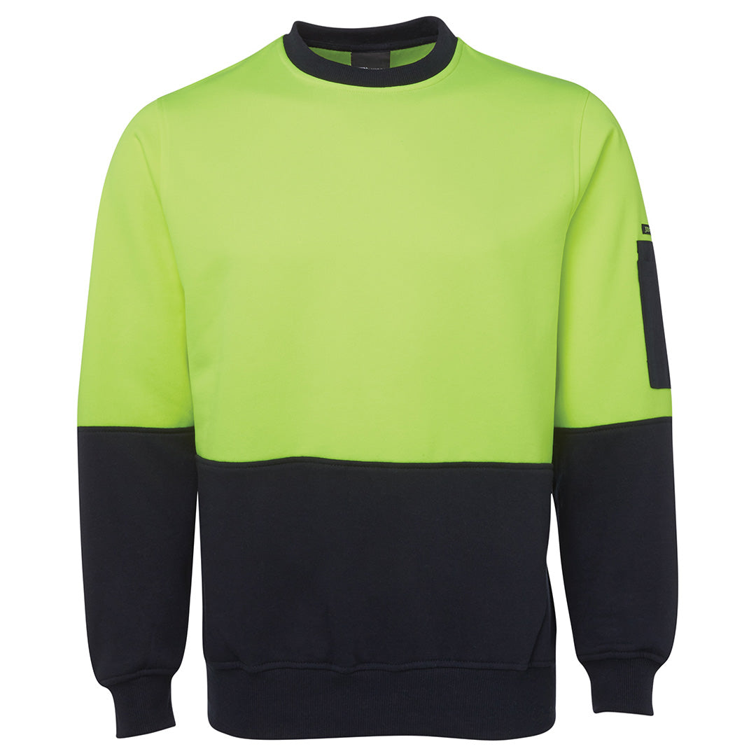Jbs Wear The Classic Hi Vis Crew Jumper | Adults Lime/Navy Work Safety Protective Gear